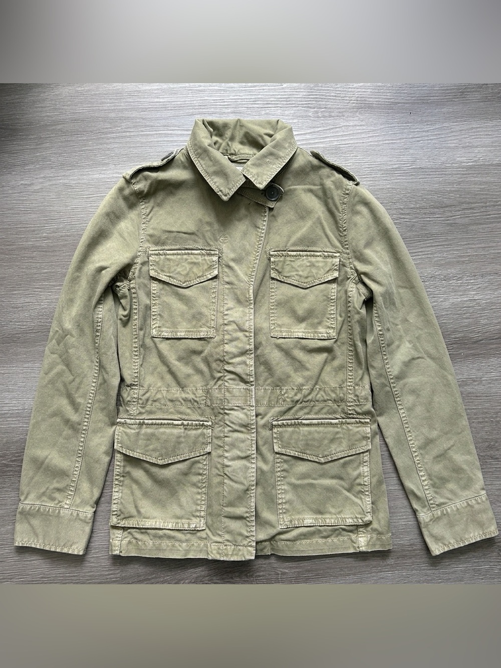Madewell Military Style Utility Jacket Womens X-Small Olive Green Chin Strap